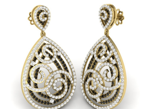 Printable 3D Jewelry design of Earrings with diamonds Model 3D