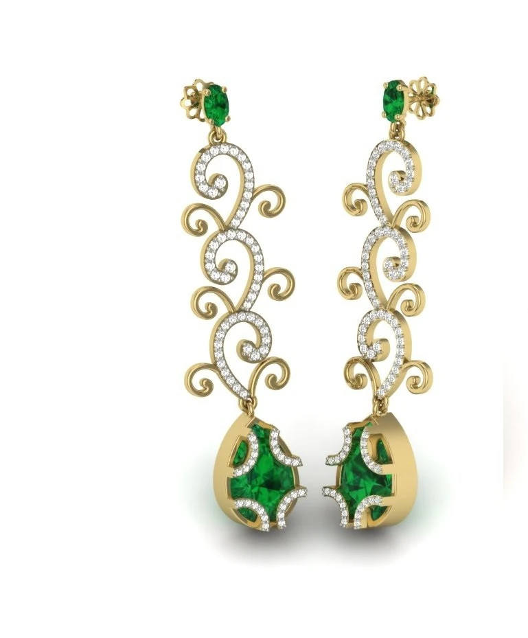 Printable 3D Jewelry design of Earrings with diamonds 3D Model .c4d .max .obj .3ds .fbx .stl .blend