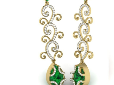 Printable 3D Jewelry design of Earrings with diamonds Model 3D