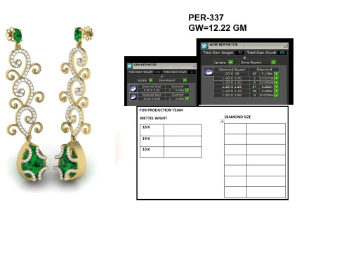Printable 3D Jewelry design of Earrings with diamonds 3D Model