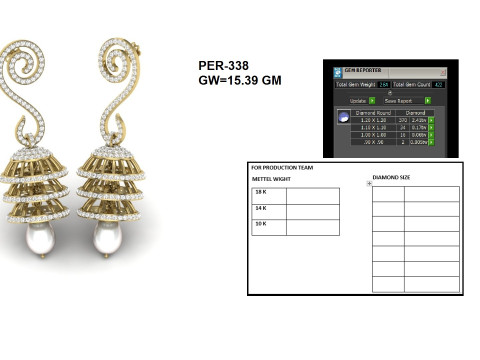 Printable 3D Jewelry design of Earrings with diamonds 3D Model