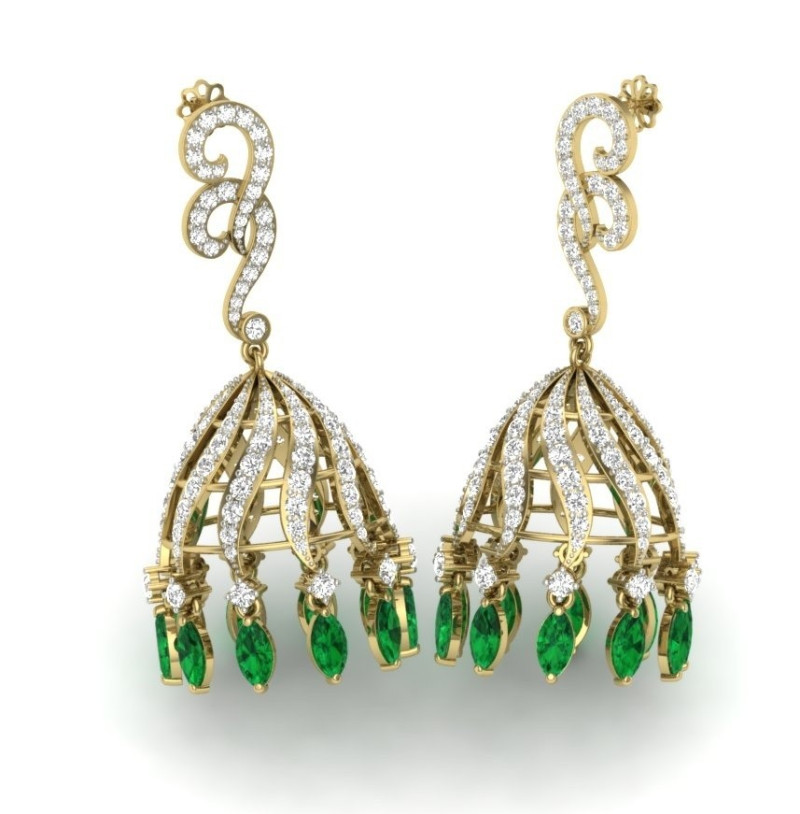 Printable 3D Jewelry design of Earrings with diamonds 3D 模型 .c4d .max .obj .3ds .fbx .stl .blend