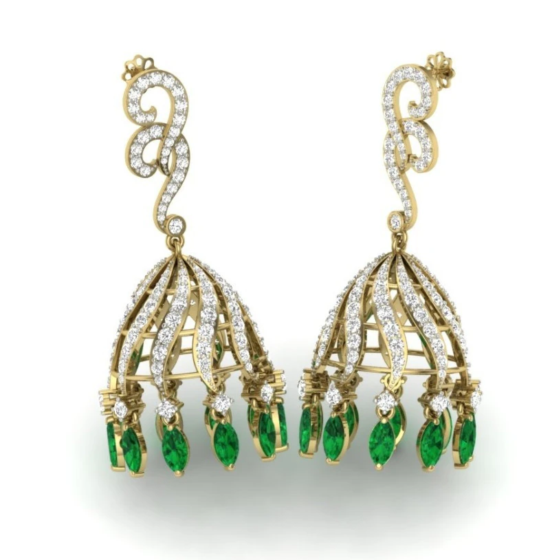 Printable 3D Jewelry design of Earrings with diamonds 3D Model .c4d .max .obj .3ds .fbx .stl .blend