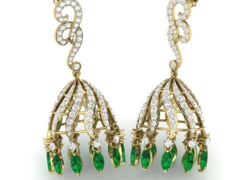 Printable 3D Jewelry design of Earrings with diamonds Model 3D