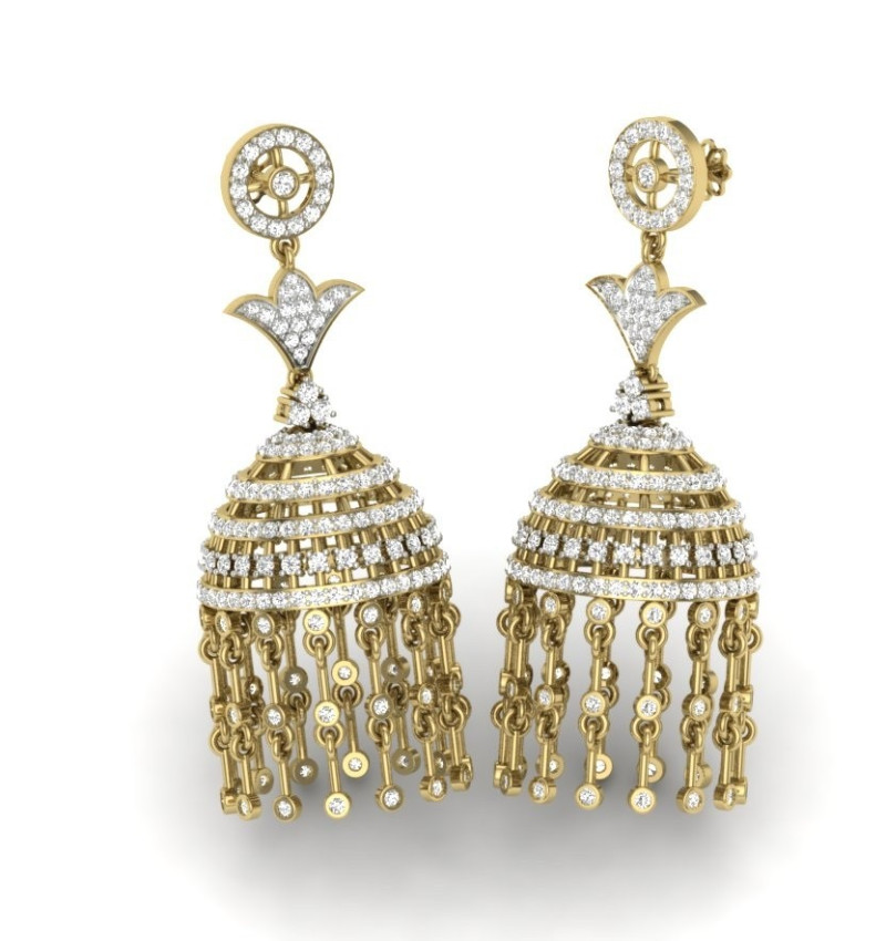 Printable 3D Jewelry design of Earrings with diamonds 3Dモデル .c4d .max .obj .3ds .fbx .stl .blend