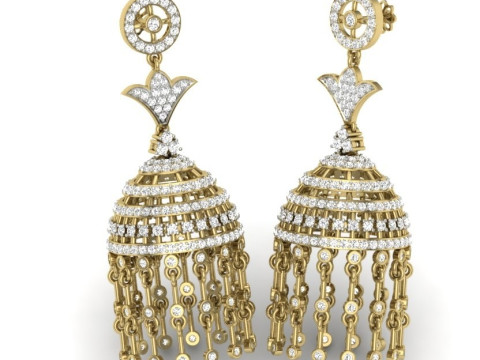 Printable 3D Jewelry design of Earrings with diamonds Model 3D
