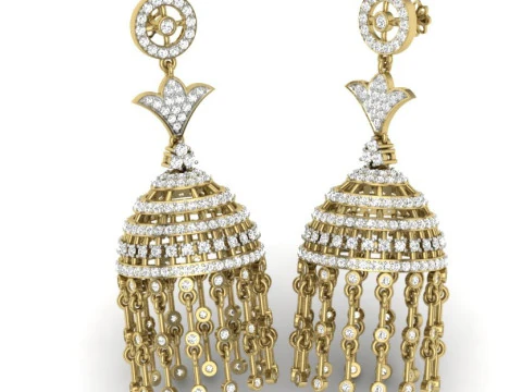 Printable 3D Jewelry design of Earrings with diamonds 3D Model