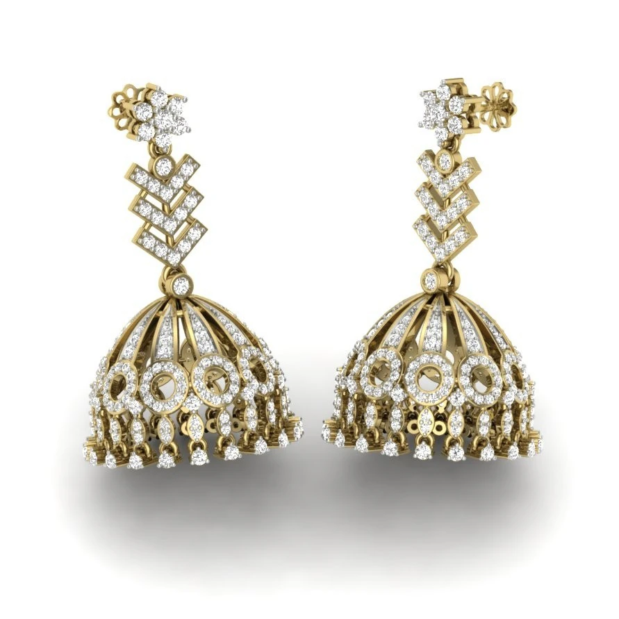 Printable 3D Jewelry design of Earrings with diamonds 3D Model .c4d .max .obj .3ds .fbx .stl .blend 