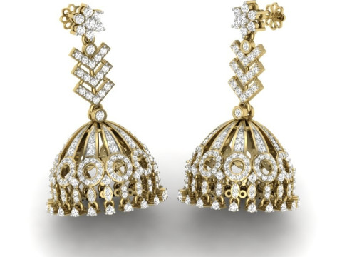 Printable 3D Jewelry design of Earrings with diamonds Model 3D