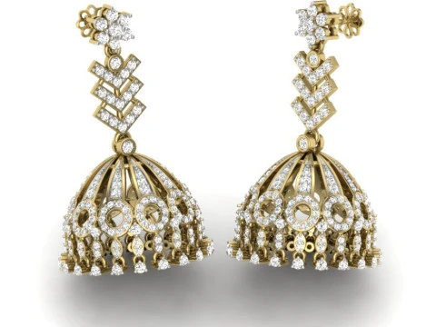 Printable 3D Jewelry design of Earrings with diamonds 3D Model