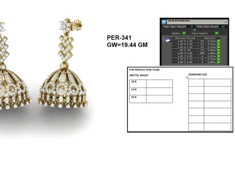 Printable 3D Jewelry design of Earrings with diamonds 3D Model