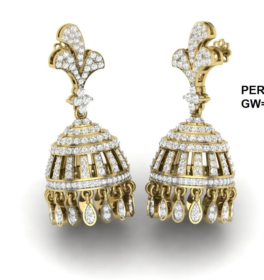 Printable 3D Jewelry design of Earrings with diamonds 3D Model .c4d .max .obj .3ds .fbx .stl .blend 