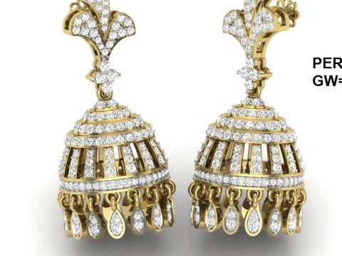 Printable 3D Jewelry design of Earrings with diamonds 3D Model