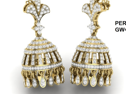 Printable 3D Jewelry design of Earrings with diamonds Model 3D
