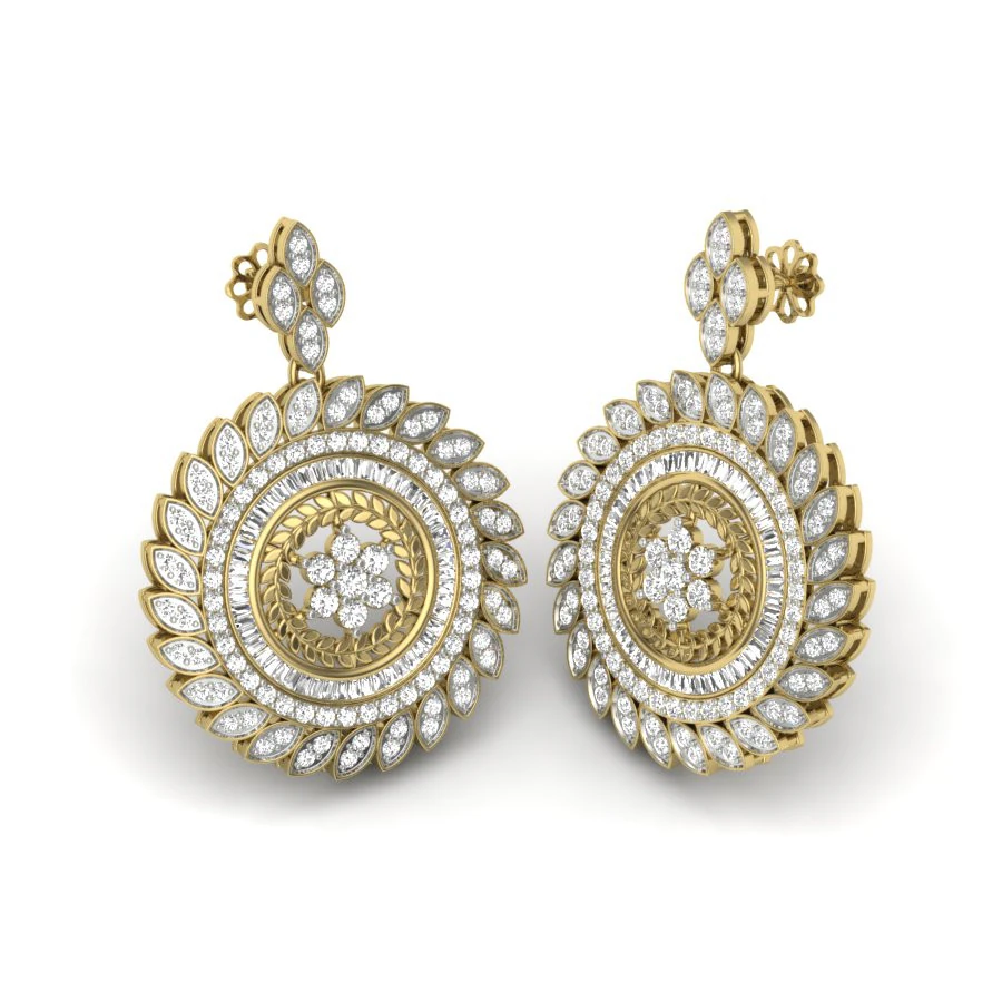 Printable 3D Jewelry design of Earrings with diamonds 3D Model .c4d .max .obj .3ds .fbx .stl .blend 