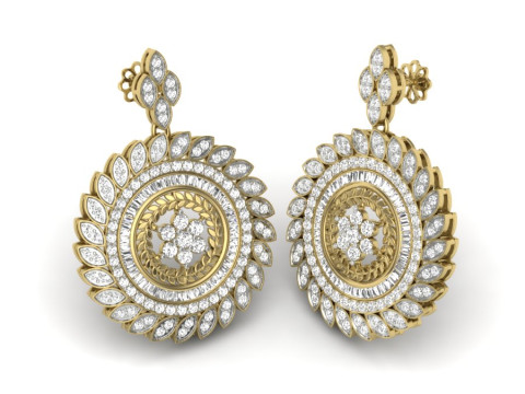Printable 3D Jewelry design of Earrings with diamonds Model 3D
