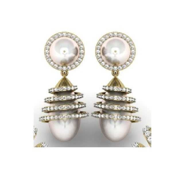 Printable 3D Jewelry design of Earrings with diamonds 3D Model .c4d .max .obj .3ds .fbx .stl .blend 
