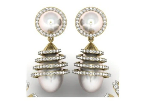 Printable 3D Jewelry design of Earrings with diamonds 3D Model