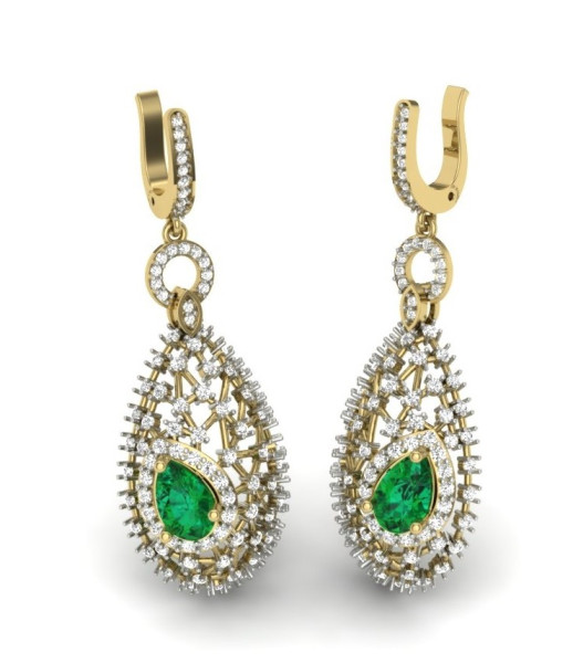 Printable 3D Jewelry design of Earrings with diamonds Modelo 3D .c4d .max .obj .3ds .fbx .stl .blend