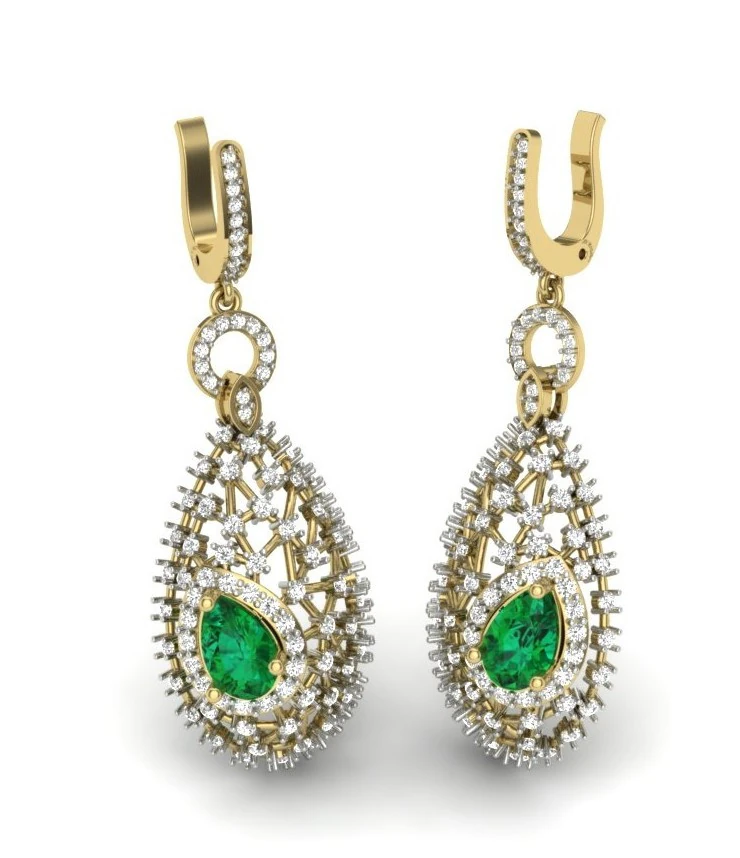 Printable 3D Jewelry design of Earrings with diamonds 3D Model .c4d .max .obj .3ds .fbx .stl .blend 
