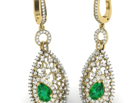 Printable 3D Jewelry design of Earrings with diamonds 3D Model