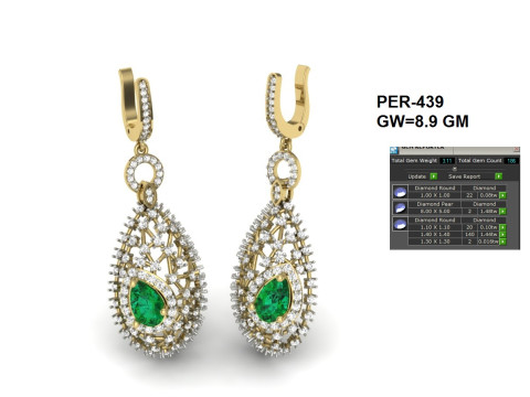 Printable 3D Jewelry design of Earrings with diamonds Modelo 3D
