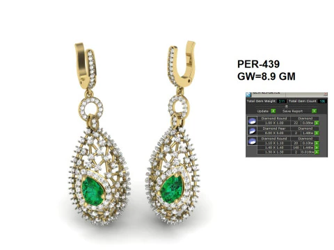 Printable 3D Jewelry design of Earrings with diamonds 3D Model