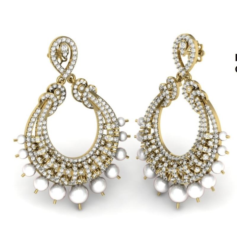 Printable 3D Jewelry design of Earrings with diamonds 3D Модель .c4d .max .obj .3ds .fbx .stl .blend 