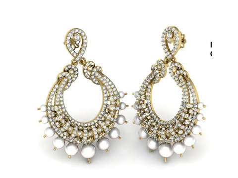 Printable 3D Jewelry design of Earrings with diamonds Model 3D