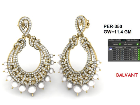 Printable 3D Jewelry design of Earrings with diamonds 3D Модель