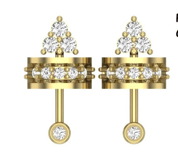 Printable 3D Jewelry design of Earrings with diamonds 3D Model .c4d .max .obj .3ds .fbx .stl .blend 