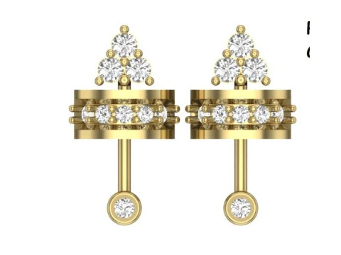 Printable 3D Jewelry design of Earrings with diamonds 3D Model