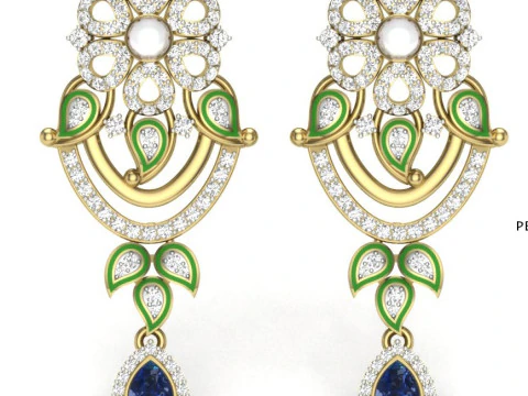 Printable 3D Jewelry design of Earrings with diamonds 3D Model