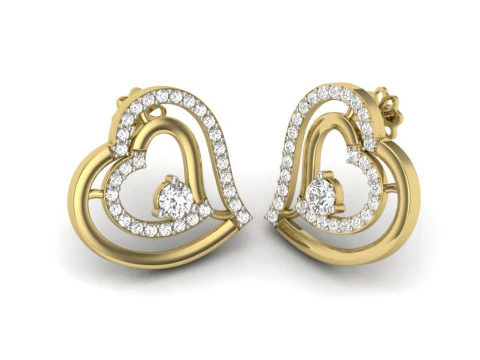 Printable 3D Jewelry design of Earrings with diamonds 3D Model