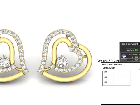 Printable 3D Jewelry design of Earrings with diamonds 3D Model