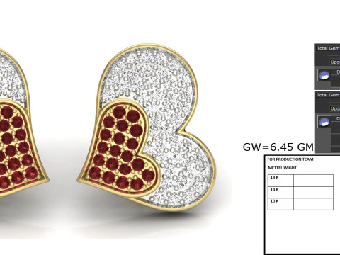 Printable 3D Jewelry design of Earrings with diamonds Model 3D