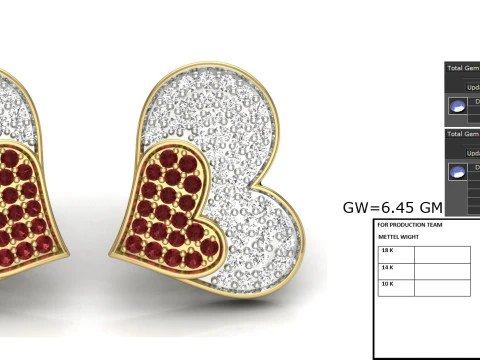 Printable 3D Jewelry design of Earrings with diamonds 3D Model