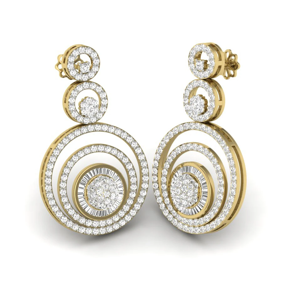 Printable 3D Jewelry design of Earrings with diamonds 3D Model .c4d .max .obj .3ds .fbx .stl .blend 