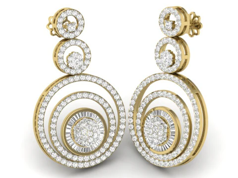 Printable 3D Jewelry design of Earrings with diamonds 3D Model