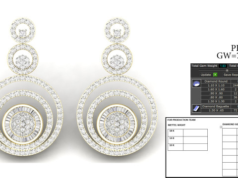 Printable 3D Jewelry design of Earrings with diamonds 3D Model