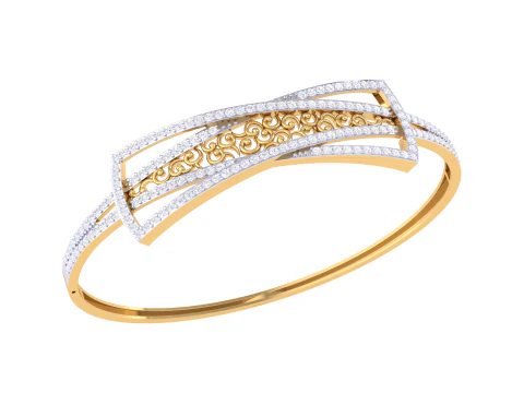 3D Printable Jewelry design of Bangle with diamonds 3D Model