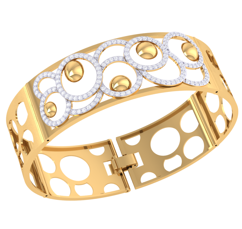 3D Printable Jewelry design of Bangle with diamonds 3D Model .c4d .max .obj .3ds .fbx .stl .blend 