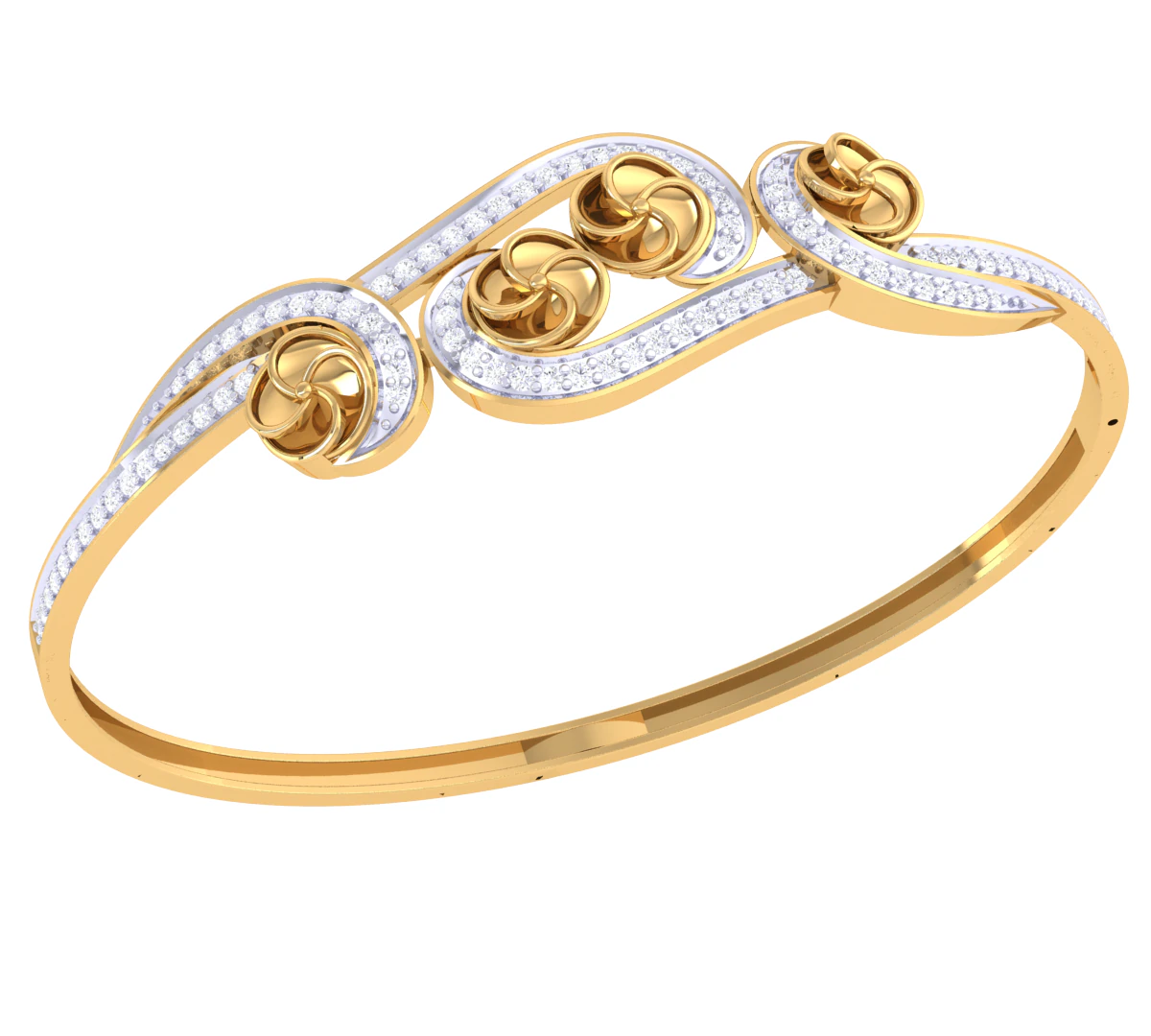 3D Printable Jewelry design of Bangle with diamonds 3D Model .c4d .max .obj .3ds .fbx .stl .blend 