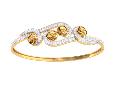 3D Printable Jewelry design of Bangle with diamonds 3D Model