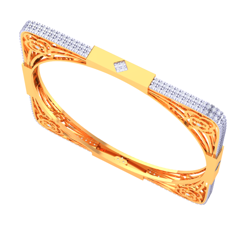 ダイヤモンドを使用したバングルの 3D 印刷可能なジュエリー デザイン 3Dモデル .c4d .max .obj .3ds .fbx .stl .blend 