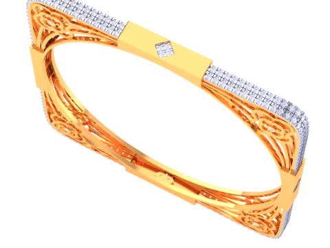 3D Printable Jewelry design of Bangle with diamonds 3D Modell