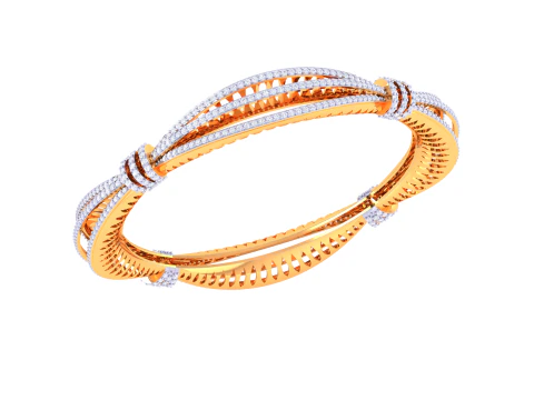 3D Printable Jewelry design of Bangle with diamonds 3D Model