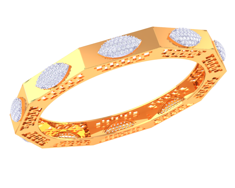 3D Printable Jewelry design of Bangle with diamonds 3D Модель .c4d .max .obj .3ds .fbx .stl .blend