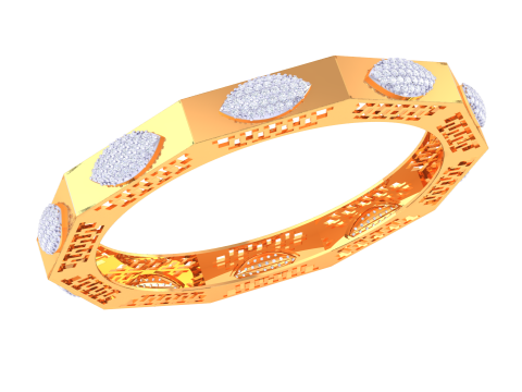 3D Printable Jewelry design of Bangle with diamonds 3D Modell