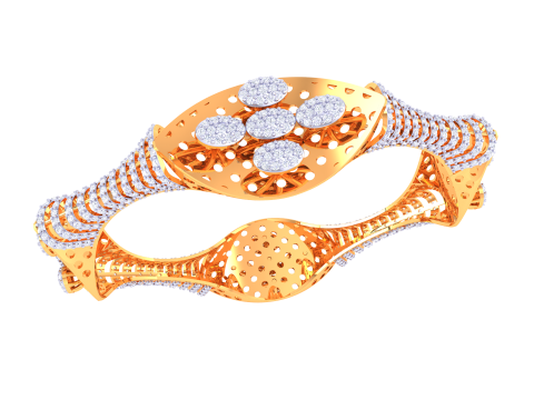 3D Printable Jewelry design of Bangle with diamonds 3D Model